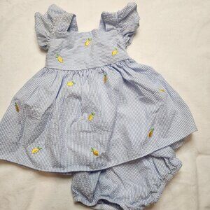 Starting Out 0-3 months baby girl summer dress stripes embroidered lemons